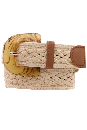 Straw Lucite Buckle Belt