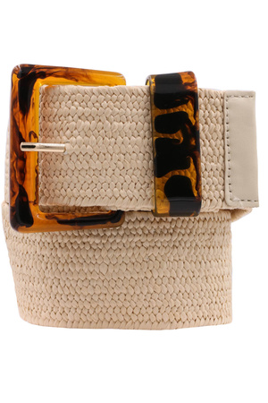 Tortoise Buckle Straw Stretch Belt