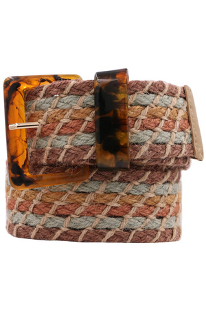 Tortoise Buckle Braid Straw Belt