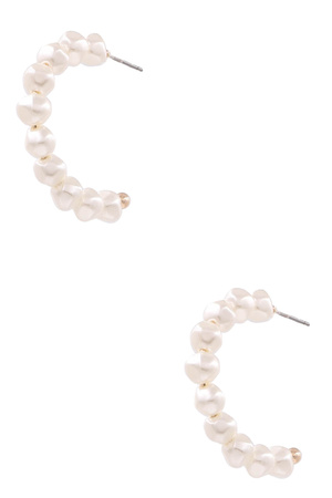 Cream Pearl Open Hoop Earrings