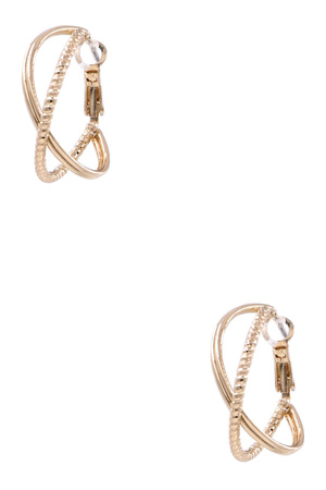 Metal X Hoop Layered Earrings