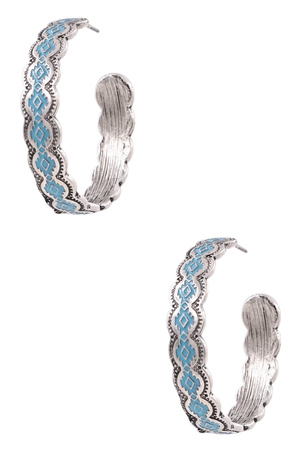 Metal Western Open Hoop Earrings