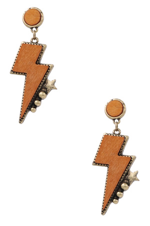 Wood Lightning Drop Earrings