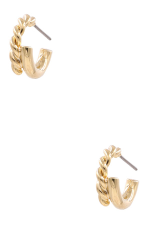 Brass Rope Bar Hoop Earrings