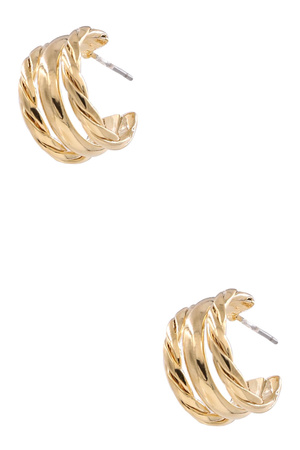 Brass Rope Layered Hoop Earrings