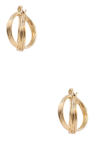 Brass Metal X Ring Earrings