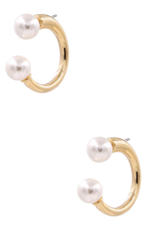 Brass Hoop Pearl Earrings
