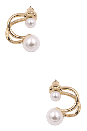 Brass Cream Pearl Hook Earrings