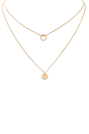 Metal Chain Ring Pendant Necklace