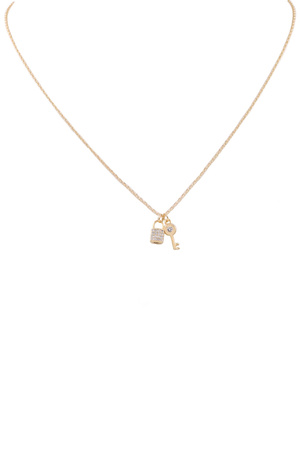 Rhinestone Lock And Key Necklace