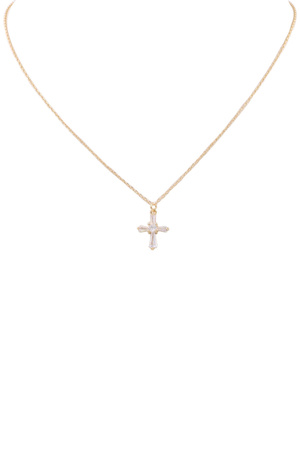 Glass Jewel Cross Pendant Necklace