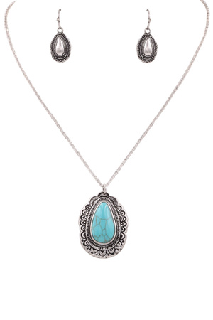 Metal Western Teardrop Necklace Set
