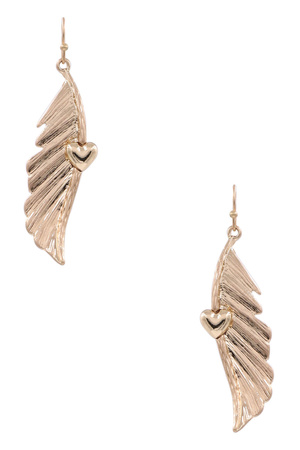 Heart Feather Drop Earrings