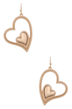 Metal Heart Drop Earrings