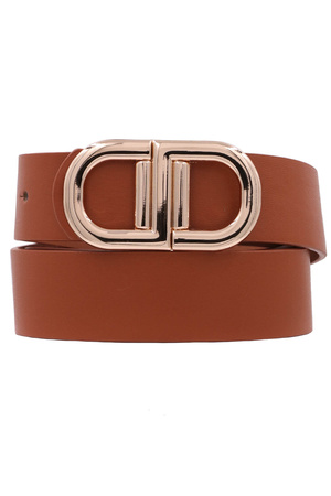 D Buckle Faux Leather Belt