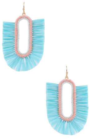 Raffia Fringe Oval Drop Earrings