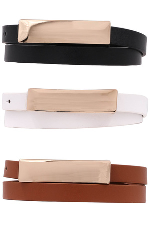 Rectangular Bar Skinny Belt