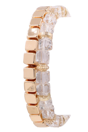 Square Glass Jewel Stretch Bracelet Set