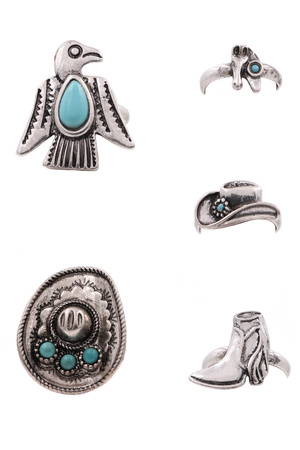 Western Turquoise Eagle Ring Set