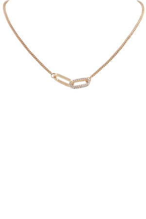 Square Chain Paperclip Pendant Necklace