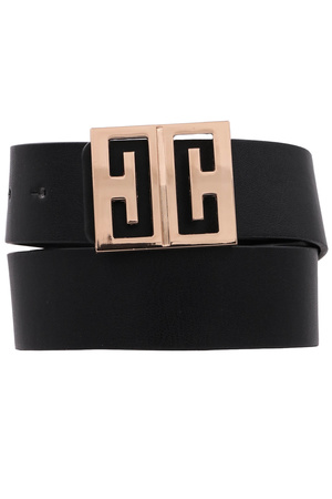 Metal Square Buckle Faux Leather Belt