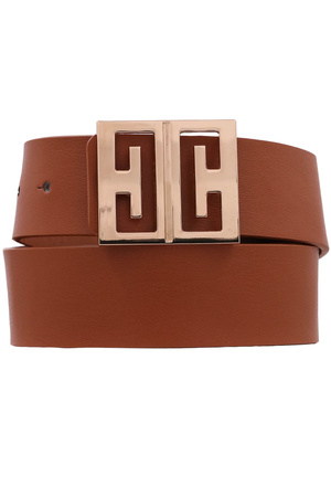 Metal Square Buckle Faux Leather Belt