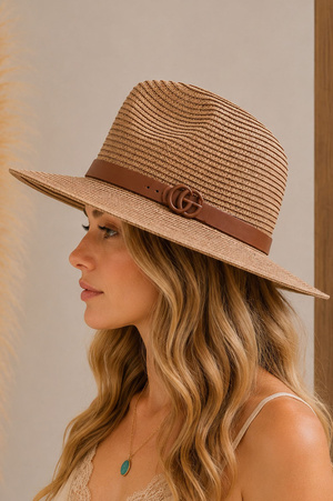 Painted Buckle Summer Panama Hat