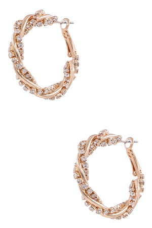 Rhinestone Twist Braid Hoop Earrings