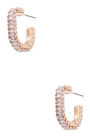 Cubic Zirconia U Hoop Earrings
