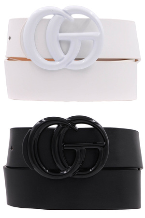 Metal Buckle Faux Leather Belt