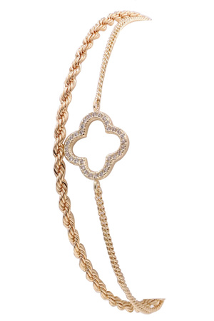 Quatrefoil Rhinestone Layered Bracelet