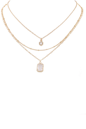 Layered Glass Jewel Pendant Necklace