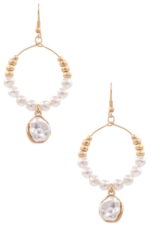 Cream Pearl Hoop Earrings