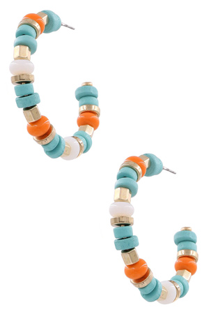 Assorted Bead Open Hoop Earrings
