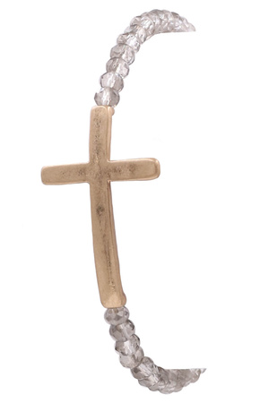 Faceted Bead Cross Stretch Bracelet