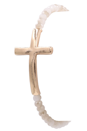 Faceted Bead Cross Stretch Bracelet