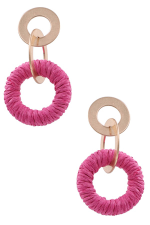 Raffia Hoop Layered Ring Earrings