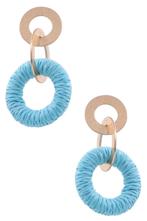 Raffia Hoop Layered Ring Earrings