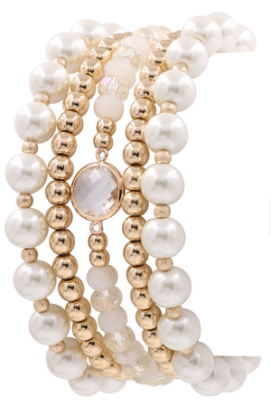 Cream Pearl Stretch Bracelet Set