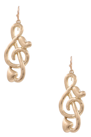 Music Note Heart Drop Earrings