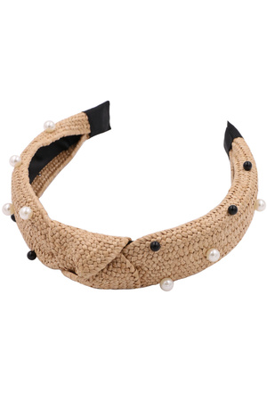 Cream Pearl Raffia Head Band