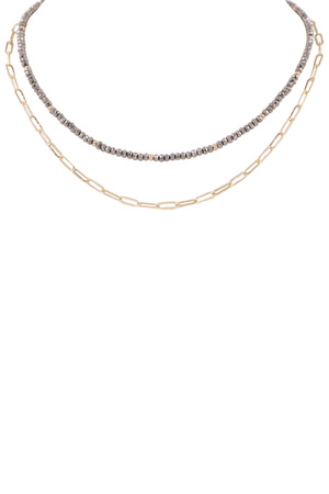 Faceted Bead Layered Chain Necklace