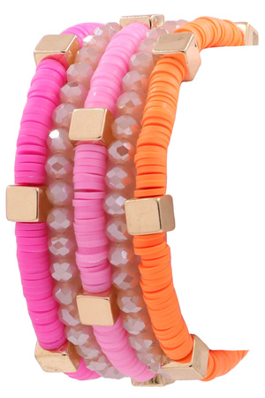 Faceted Bead Rubber Bead Bracelet Set