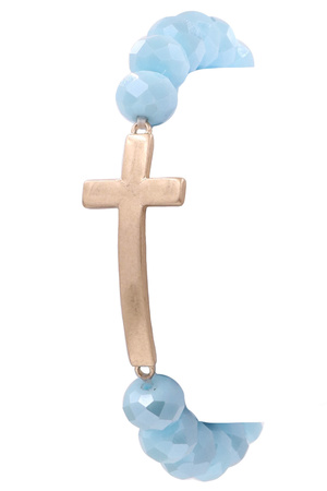Faceted Bead Cross Stretch Bracelet