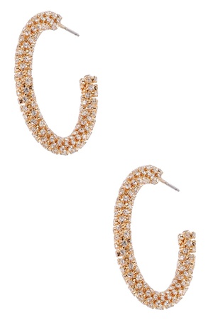 Metal Rhinestone Open Hoop Earrings