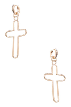 Cross Hoop Dangle Earrings