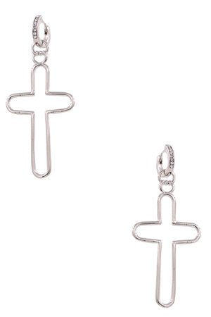 Cross Hoop Dangle Earrings
