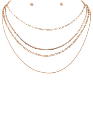 Metal Chain Layered Necklace Set