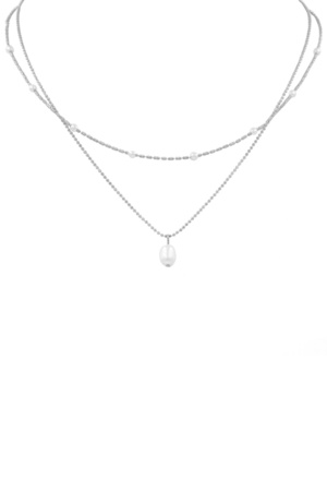 Metal Chain Cream Pearl Necklace