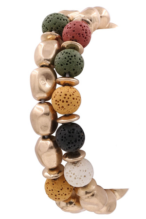 Pumice Stone Rock Bead Bracelet Set